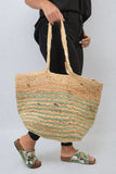 Striped Beach Braided Tote Bag