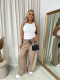 Wide Leg Lounge Trousers with Leopard Trim