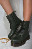 Combat Lace Up Side Zip Platform Chunky Boots