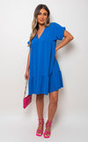 V Neck Tiered Smock Dress