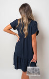 V Neck Tiered Smock Dress