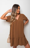 V Neck Tiered Smock Dress