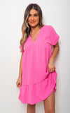 V Neck Tiered Smock Dress