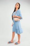 V-Neck Short Sleeve Midi Dress with Tassel Detail