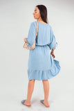 V-Neck Short Sleeve Midi Dress with Tassel Detail
