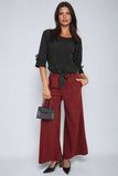 Belted High Waist Wide Leg Trouser