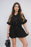 Pleated Frill Ruffle Tie Waist Playsuit