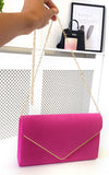 Faux Suede Envelope Clutch Bag