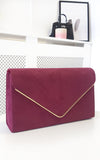 Faux Suede Envelope Clutch Bag