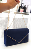 Faux Suede Envelope Clutch Bag