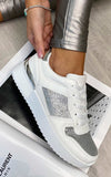 Faux Leather Trainer with Sparkle Detail