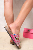 Beaded Detail Double Buckle Slip On Sandals