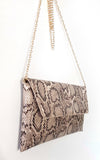 Snake Print Envelope Clutch Bag