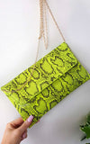 Snake Print Envelope Clutch Bag