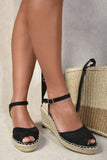 Peep Toe Ankle Strap Platform Wedge Sandals