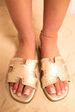 Trim Cut Out Flat Slip On Sandals