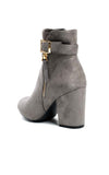 Buckle Faux Suede Ankle Boots