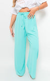 Drawstring Gathered Waist Wide Leg Trouser