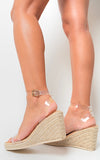 Clear Ankle Strap Espadrille Wedge Sandals