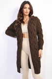 Chunky Cable Knitted Oversized Longline Hooded Cardigan