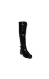 Faux Leather Buckle Knee High Boots