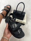 Multi Strap Ankle Buckle Chunky Sandals