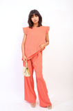 Ruffle Trim Top and Wide Leg Trouser Co-ord Set