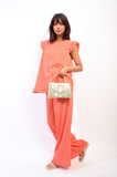 Ruffle Trim Top and Wide Leg Trouser Co-ord Set