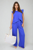 Ruffle Trim Top and Wide Leg Trouser Co-ord Set