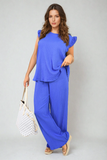 Ruffle Trim Top and Wide Leg Trouser Co-ord Set