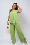 Ruffle Trim Top and Wide Leg Trouser Co-ord Set