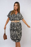 Zebra Print Belted Midi Dress