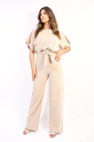 Casual Belted Wide Leg Jumpsuit