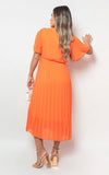 Pleated Wrap Front  Maxi Dress