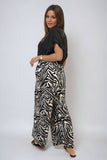 Zebra-Striped Print Wide Leg Trouser