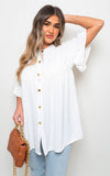 Button Down Pleated Frill Tops