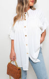 Button Down Pleated Frill Tops