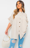 Button Down Pleated Frill Tops