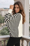 Striped Batwing Long Sleeve Knitted Jumper