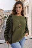 Striped Batwing Long Sleeve Knitted Jumper