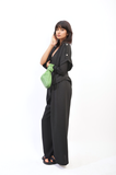 Button Detail V Neck Loose Top and Wide Leg Trouser Co-ord Set