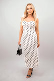 Sleeveless Polka Dot Print Bodycon Midi Dress