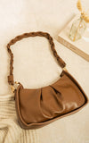 Ruched Faux Leather Shoulder Bag