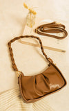 Ruched Faux Leather Shoulder Bag