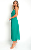 Pleated Crossover Maxi Dress