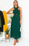 Pleated Crossover Maxi Dress