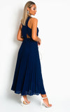 Pleated Crossover Maxi Dress