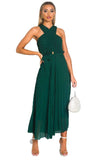 Pleated Crossover Maxi Dress