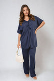 Twist Front Plunge Neckline Top and Trouser Co-ord Set