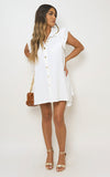 Gold Button Down Ruffle Sleeve Mini Dress